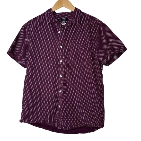 Forever 21 Men’s Button Down Short Sleeve Maroon Floral Print Large - Picture 1 of 5